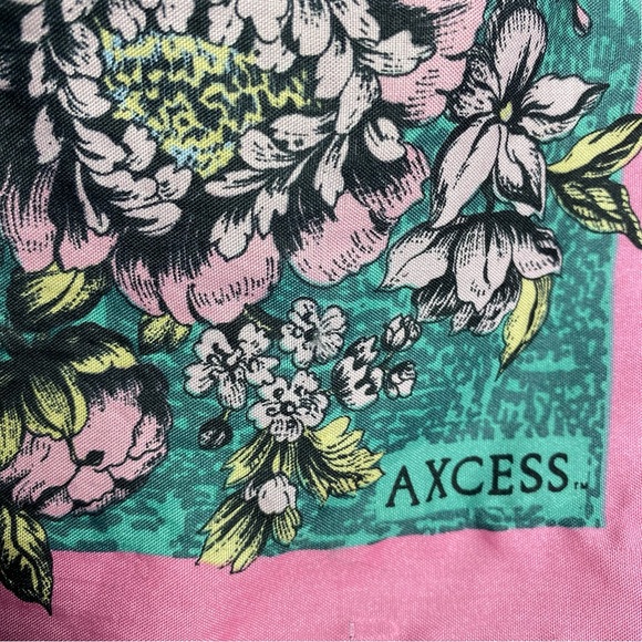 Axcess Accessories - Vintage Floral Scarf Teal Pink